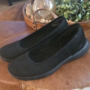 Skechers Black Sparkle Slip-On Flats